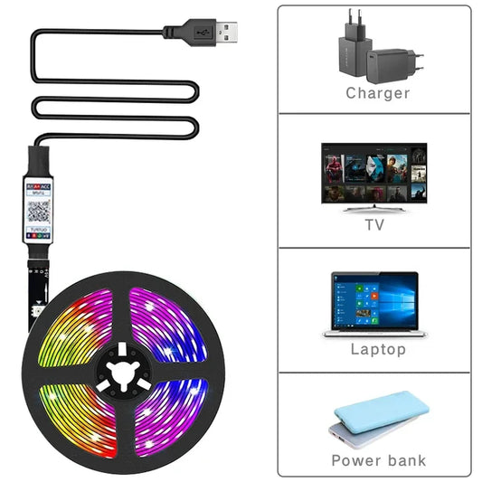 RGB LED Strip Lights – USB Remote & Bluetooth APP Control for TV