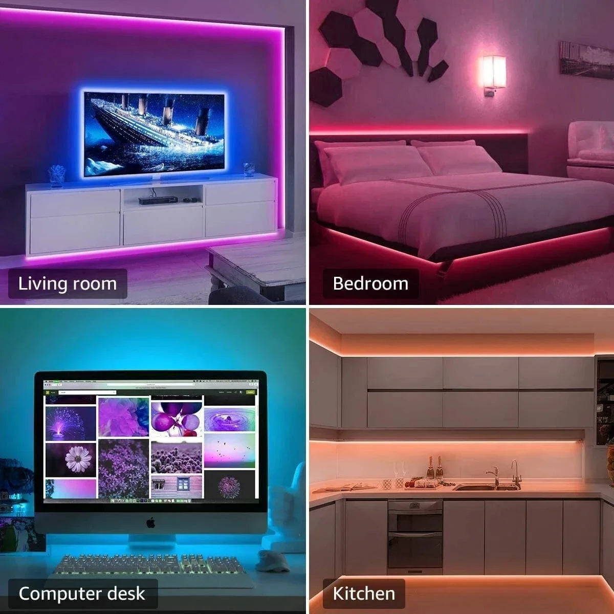RGB LED Strip Lights – USB Remote & Bluetooth APP Control for TV