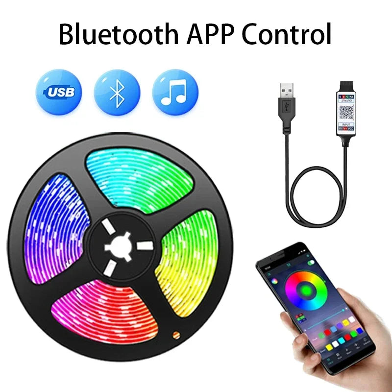 RGB LED Strip Lights – USB Remote & Bluetooth APP Control for TV