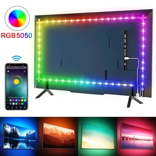 RGB LED Strip Lights – USB Remote & Bluetooth APP Control for TV
