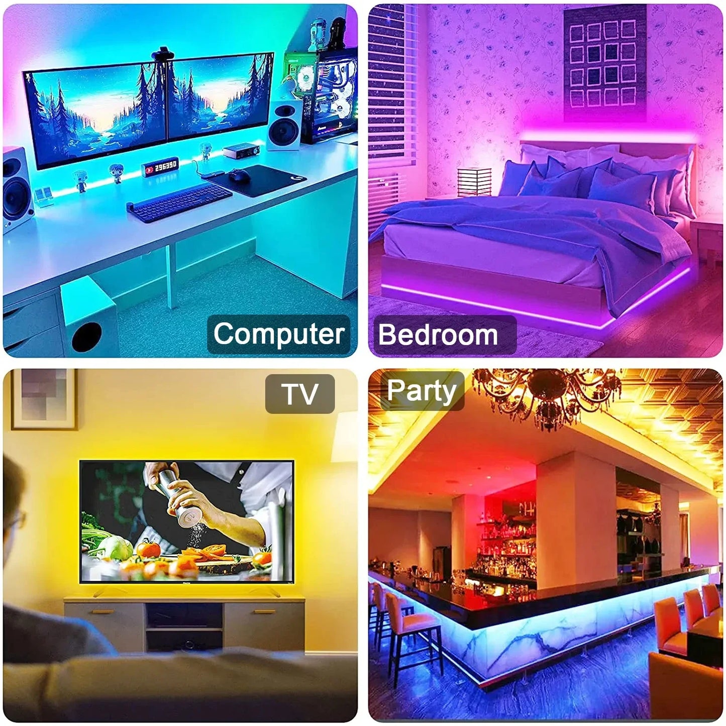 RGB LED Strip Lights – USB Remote & Bluetooth APP Control for TV